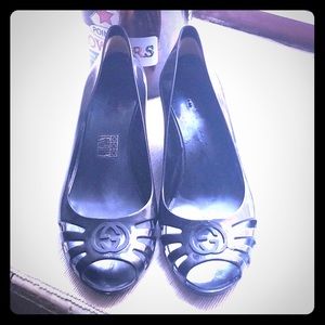 Gucci Marola Black Rubber Wedges